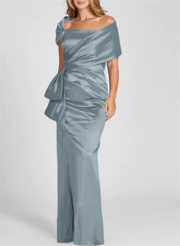 Vestidos de corte recto/columna con hombros descubiertos y largo hasta el suelo para la madre de la novia 