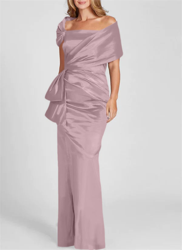 Vestidos de corte recto/columna con hombros descubiertos y largo hasta el suelo para la madre de la novia 