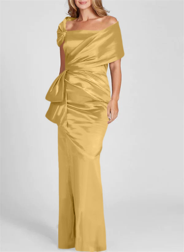 Vestidos de corte recto/columna con hombros descubiertos y largo hasta el suelo para la madre de la novia 