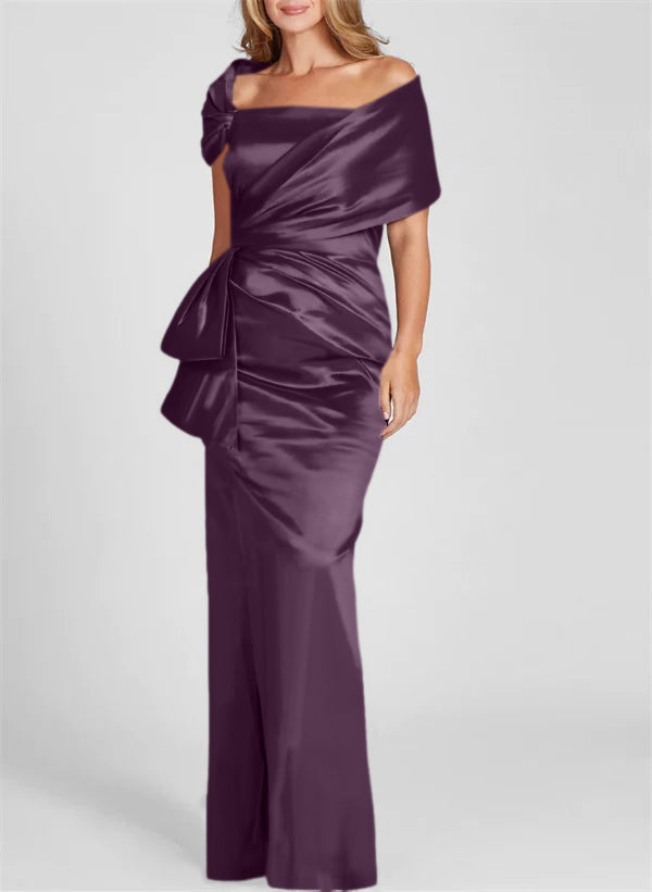 Vestidos de corte recto/columna con hombros descubiertos y largo hasta el suelo para la madre de la novia 