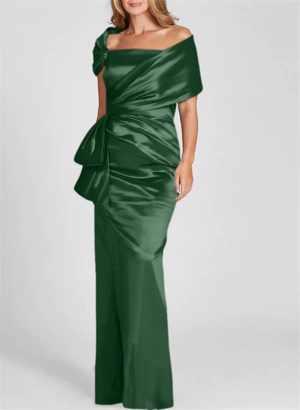 Vestidos de corte recto/columna con hombros descubiertos y largo hasta el suelo para la madre de la novia 