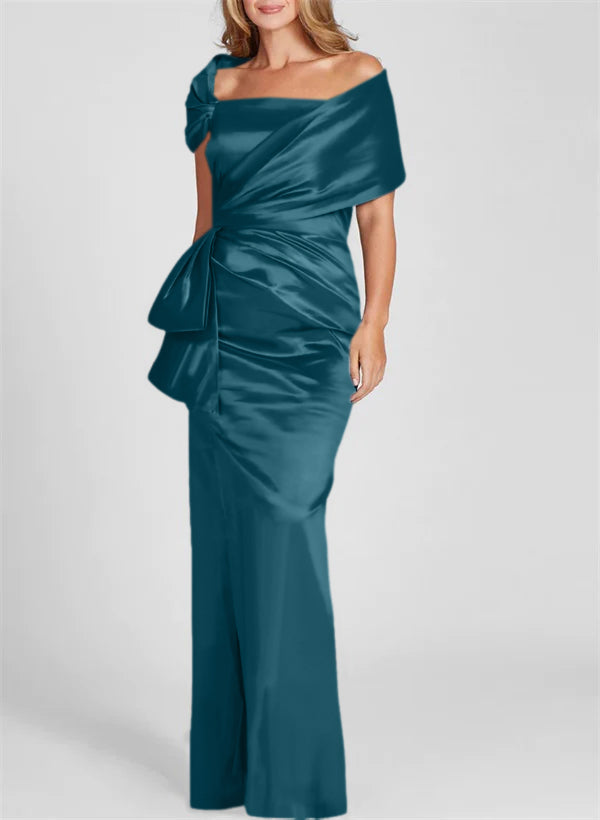 Vestidos de corte recto/columna con hombros descubiertos y largo hasta el suelo para la madre de la novia 