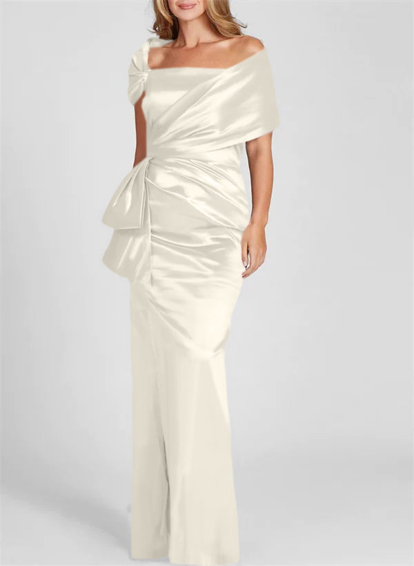 Vestidos de corte recto/columna con hombros descubiertos y largo hasta el suelo para la madre de la novia 