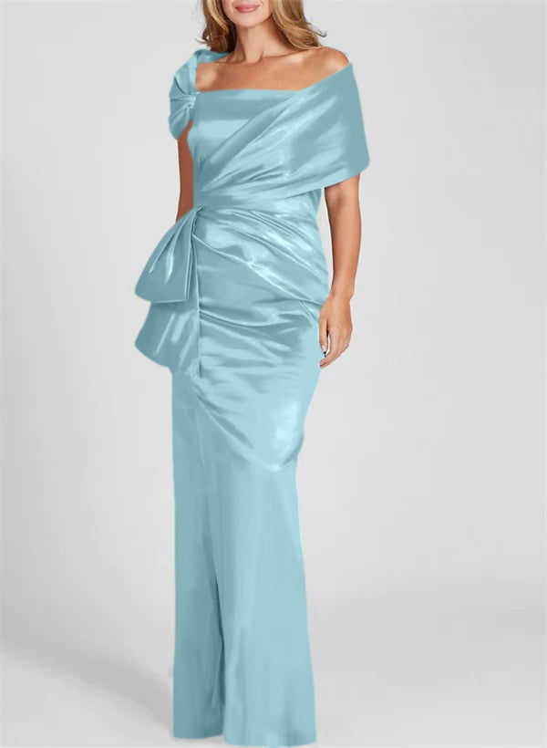 Vestidos de corte recto/columna con hombros descubiertos y largo hasta el suelo para la madre de la novia 
