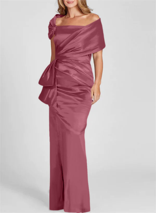 Vestidos de corte recto/columna con hombros descubiertos y largo hasta el suelo para la madre de la novia 