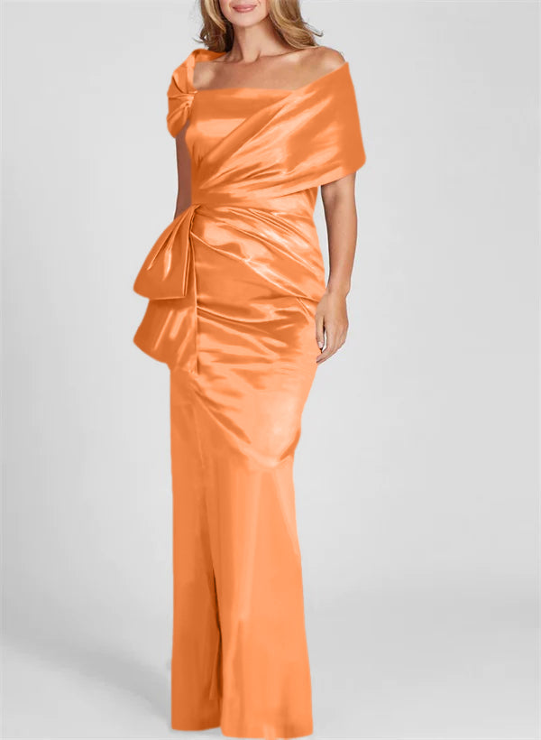 Vestidos de corte recto/columna con hombros descubiertos y largo hasta el suelo para la madre de la novia 