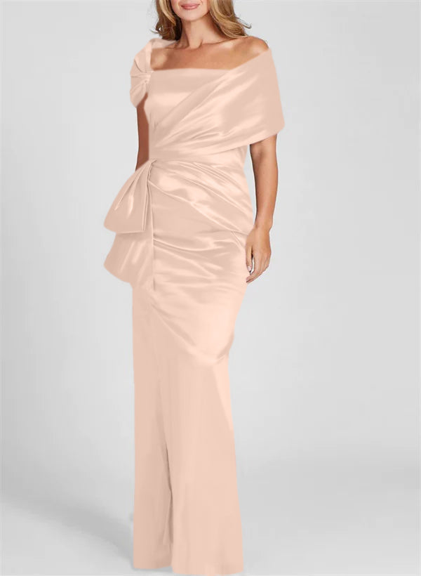 Vestidos de corte recto/columna con hombros descubiertos y largo hasta el suelo para la madre de la novia 