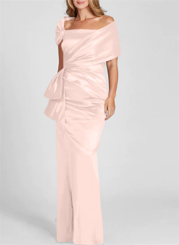 Vestidos de corte recto/columna con hombros descubiertos y largo hasta el suelo para la madre de la novia 
