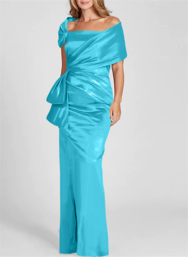 Vestidos de corte recto/columna con hombros descubiertos y largo hasta el suelo para la madre de la novia 
