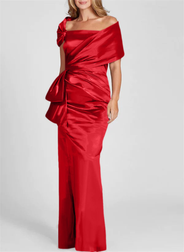 Vestidos de corte recto/columna con hombros descubiertos y largo hasta el suelo para la madre de la novia 