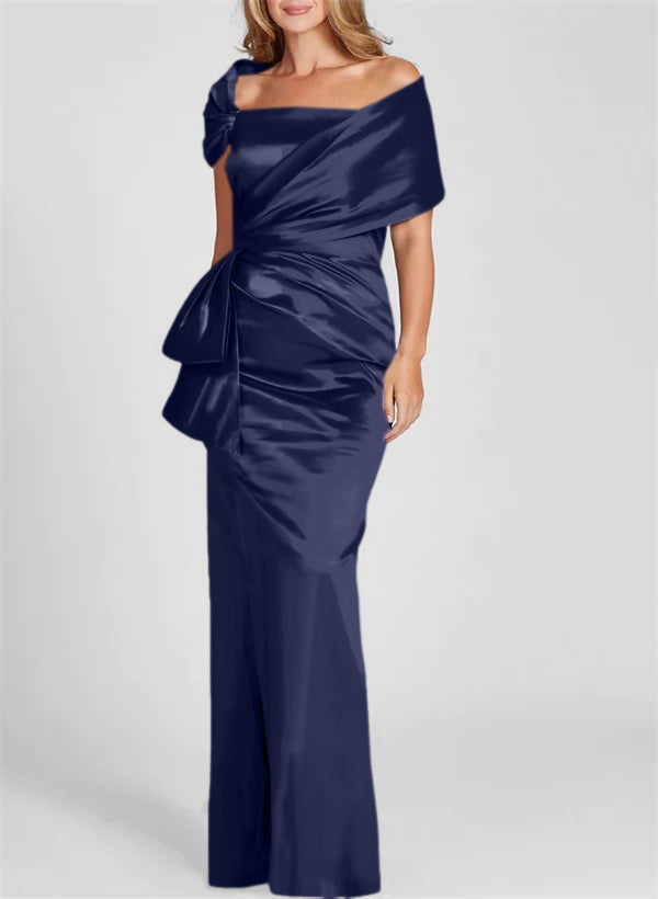Vestidos de corte recto/columna con hombros descubiertos y largo hasta el suelo para la madre de la novia 