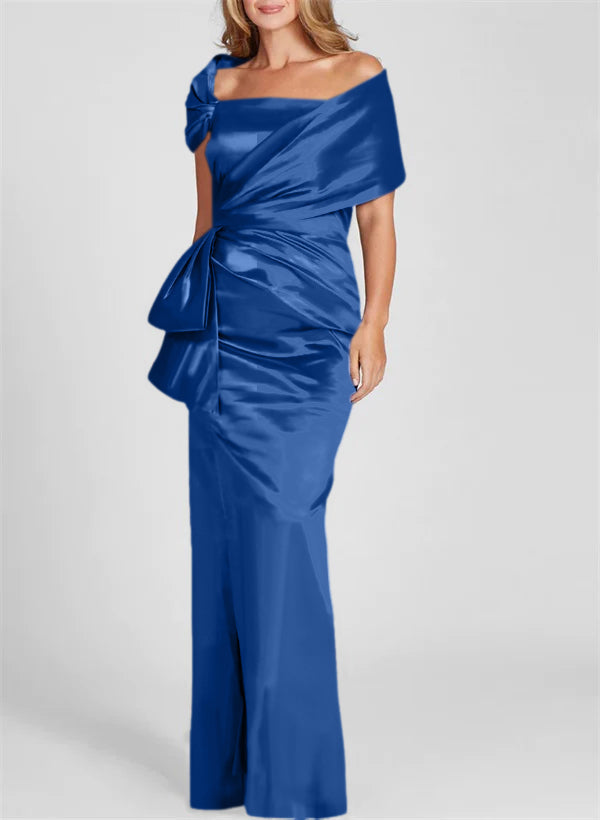 Vestidos de corte recto/columna con hombros descubiertos y largo hasta el suelo para la madre de la novia 