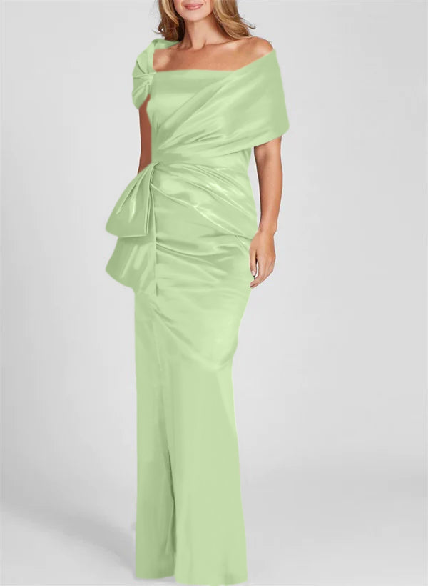 Vestidos de corte recto/columna con hombros descubiertos y largo hasta el suelo para la madre de la novia 