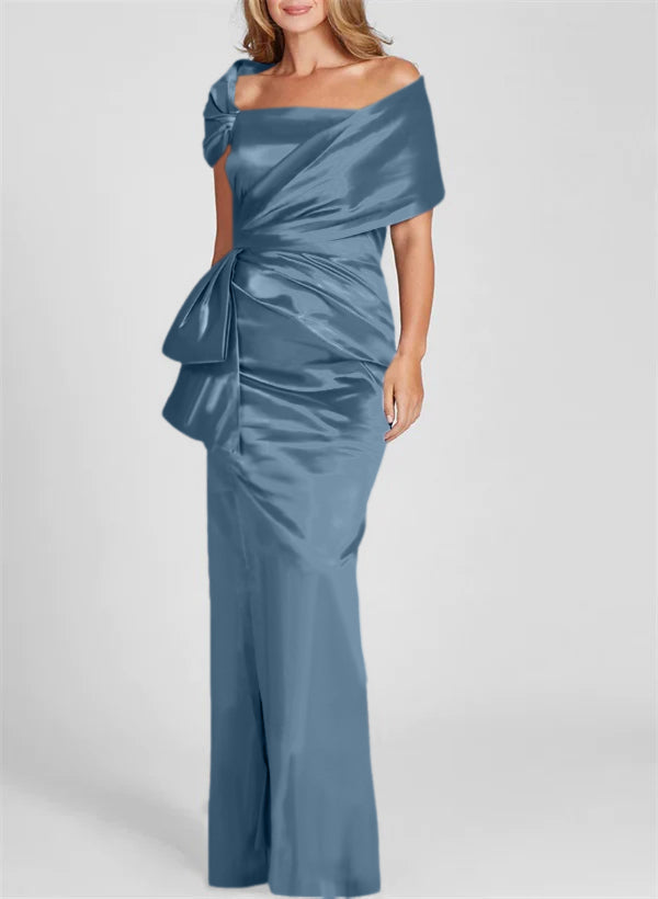 Vestidos de corte recto/columna con hombros descubiertos y largo hasta el suelo para la madre de la novia 