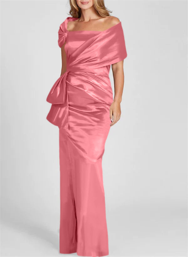 Vestidos de corte recto/columna con hombros descubiertos y largo hasta el suelo para la madre de la novia 