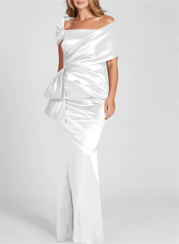Vestidos de corte recto/columna con hombros descubiertos y largo hasta el suelo para la madre de la novia 