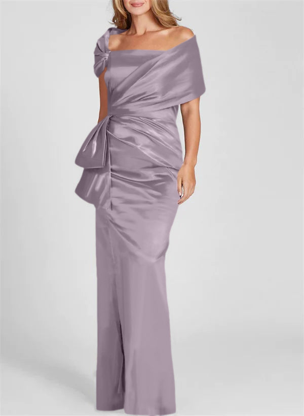 Vestidos de corte recto/columna con hombros descubiertos y largo hasta el suelo para la madre de la novia 