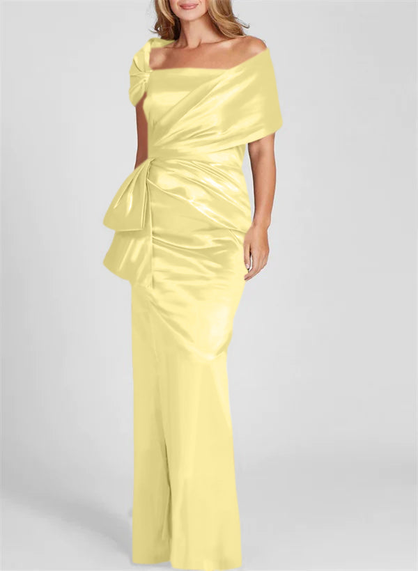 Vestidos de corte recto/columna con hombros descubiertos y largo hasta el suelo para la madre de la novia 