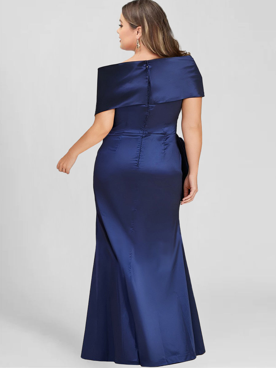 Vestidos de corte recto/columna con hombros descubiertos y largo hasta el suelo para la madre de la novia 