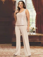 Tailleurs-pantalons en mousseline pour la mère de la mariée, avec veste 