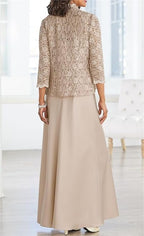 Vestidos de corte recto/columna con tirantes finos y largo hasta el suelo para la madre de la novia 