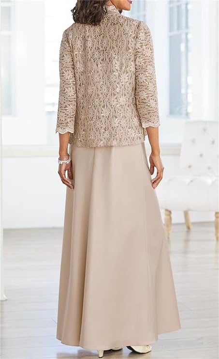 Vestidos de corte recto/columna con tirantes finos y largo hasta el suelo para la madre de la novia 
