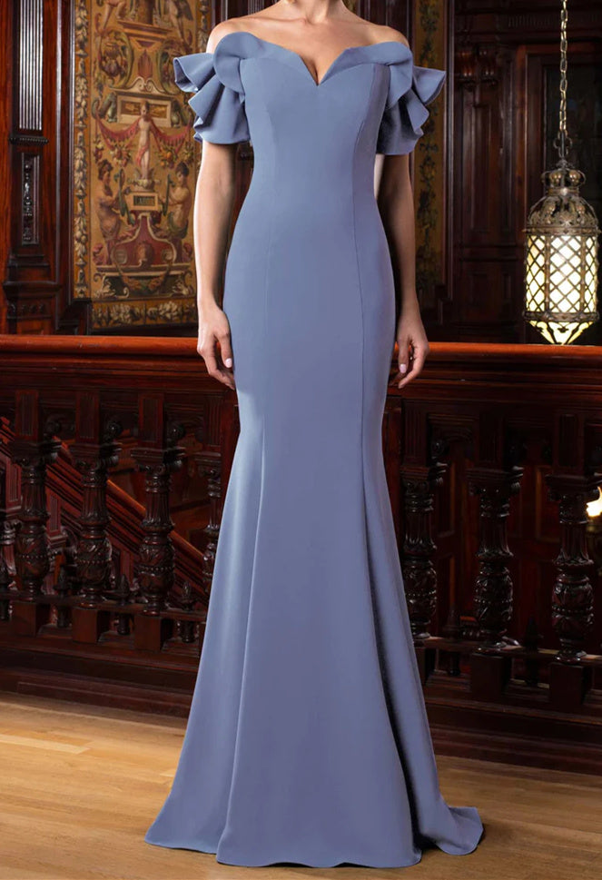 Robes de mère de la mariée trompette/sirène à épaules dénudées 