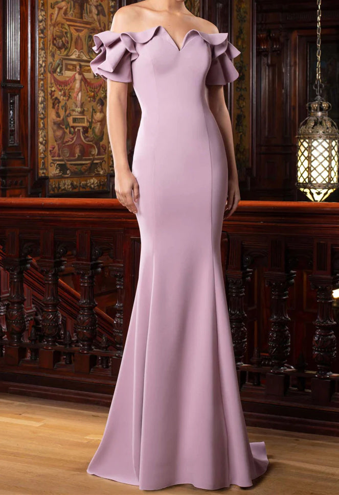 Robes de mère de la mariée trompette/sirène à épaules dénudées 