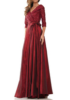 Vestidos de corte princesa/línea A con escote en V hasta el suelo para la madre de la novia 