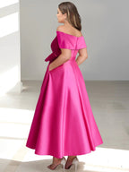 Vestidos de corte princesa/línea A, sin mangas, hasta el tobillo, con hombros descubiertos y bolsillos para la madre de la novia 