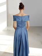 Vestidos de corte princesa/línea A, sin mangas, hasta el tobillo, con hombros descubiertos y bolsillos para la madre de la novia 