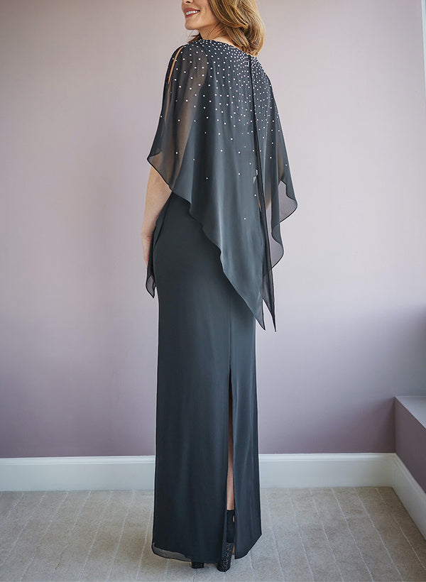Robes fourreau/colonne à col rond et manches mi-longues pour la mère de la mariée 