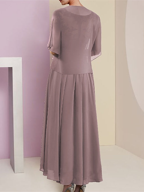 Vestidos de corte princesa/línea A con chaqueta y manga corta para la madre de la novia 