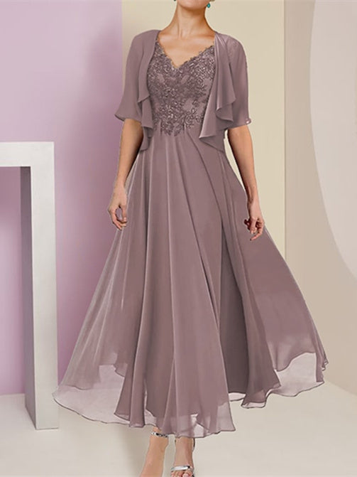 Vestidos de corte princesa/línea A con chaqueta y manga corta para la madre de la novia 