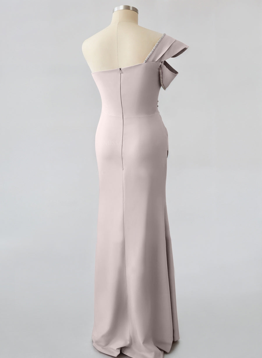 Vestidos de sirena/trompeta de un solo hombro sin mangas hasta el suelo para la madre de la novia 