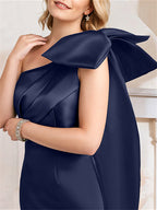 Vestidos de corte sirena/trompeta con un solo hombro y largo hasta el suelo para la madre de la novia 