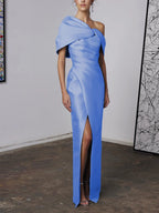 Robes de mère de la mariée de coupe trapèze/princesse, asymétriques, à manches mi-longues et à volants 