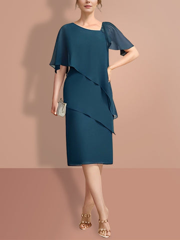 Sheath/Column Knee-Length Short Sleeves Mother of the Bride Dresses