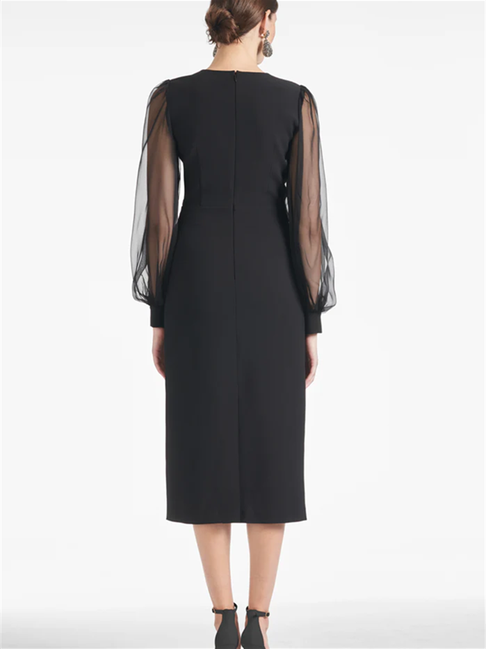 Vestidos de corte recto/columna con escote en V y largo hasta la rodilla para la madre de la novia 
