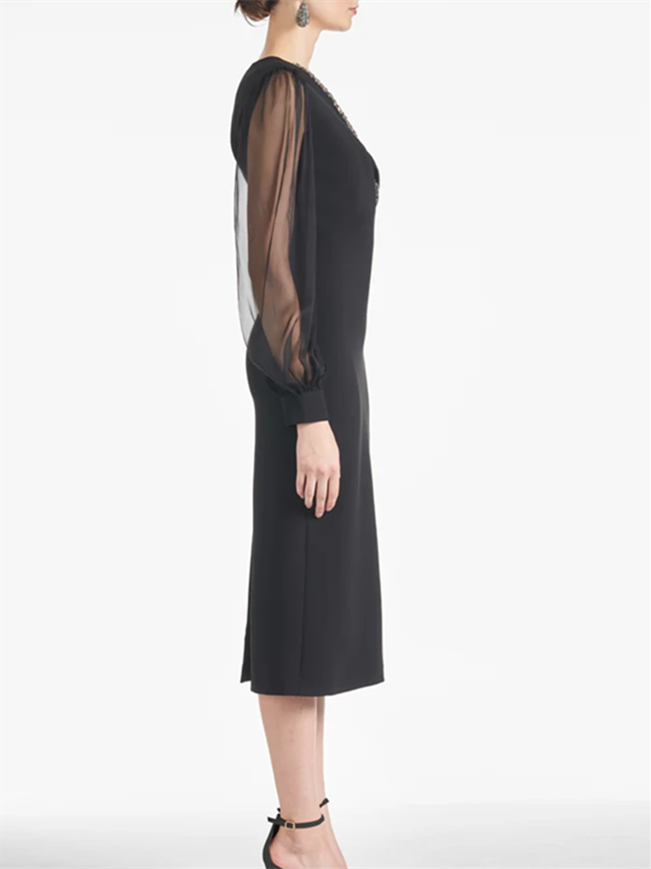 Vestidos de corte recto/columna con escote en V y largo hasta la rodilla para la madre de la novia 