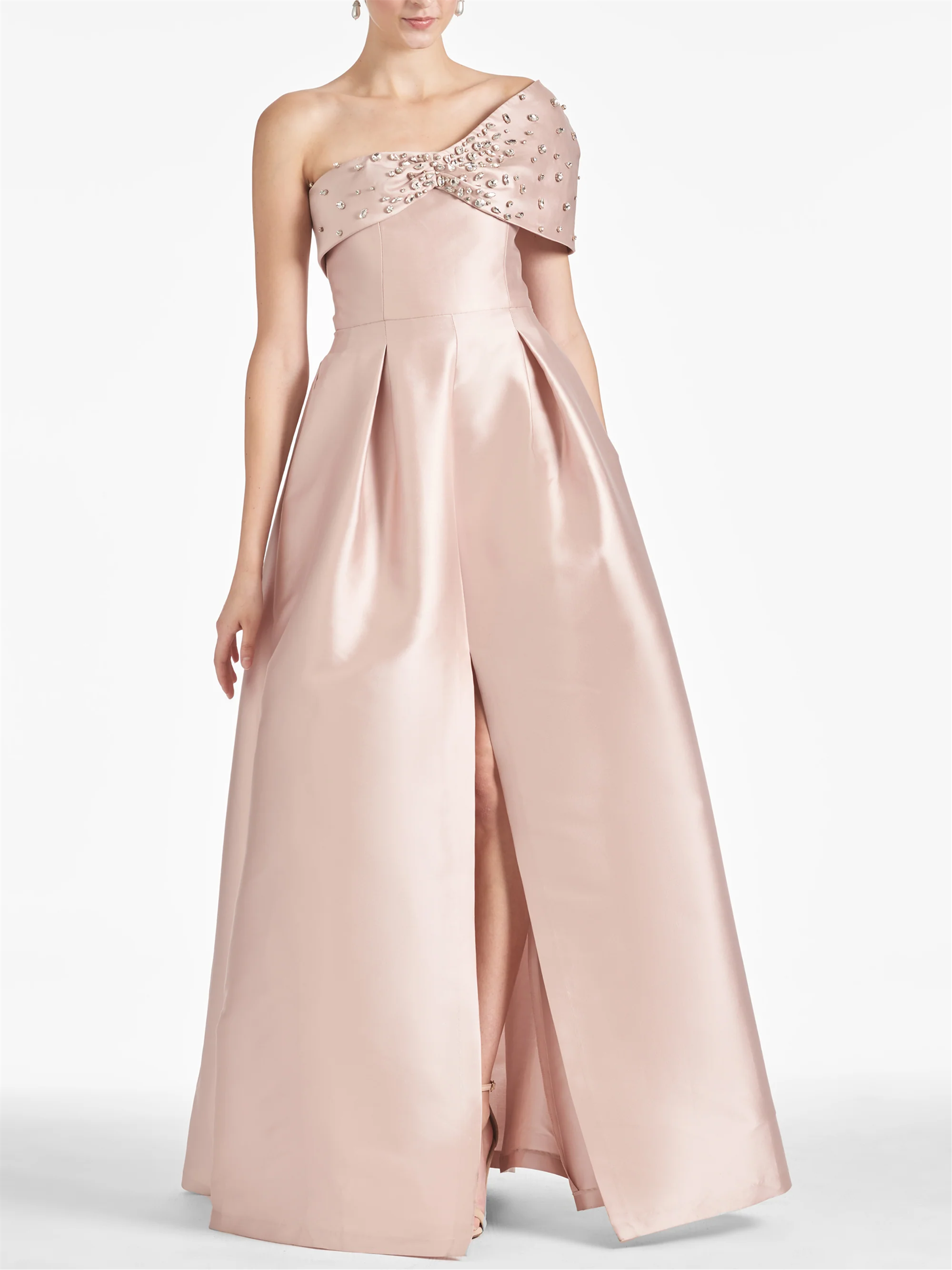 Vestidos de corte princesa/línea A con un solo hombro y largo hasta el suelo para la madre de la novia 