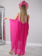 Robe de mère de la mariée sans manches à col en V et longueur cheville ornée de strass 