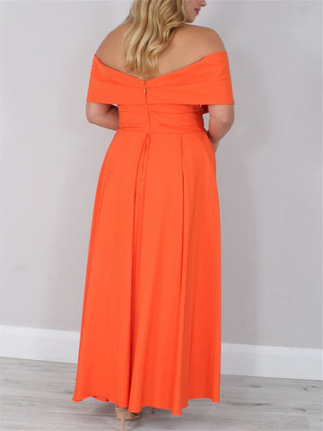 Vestidos de corte princesa/línea A con hombros descubiertos y largo hasta el tobillo para la madre de la novia 