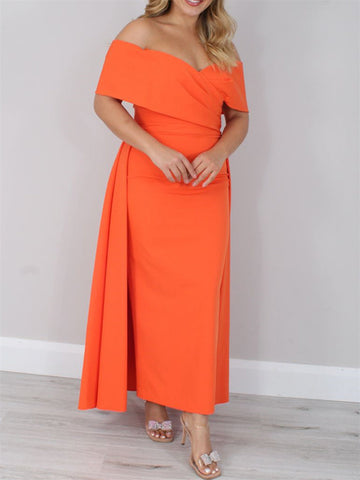 Vestidos de corte princesa/línea A con hombros descubiertos y largo hasta el tobillo para la madre de la novia 