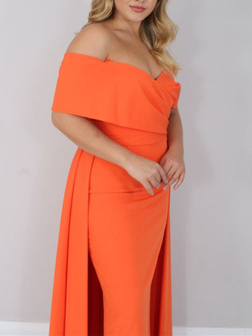 Vestidos de corte princesa/línea A con hombros descubiertos y largo hasta el tobillo para la madre de la novia 