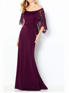 Vestidos de corte recto/columna con hombros descubiertos para la madre de la novia con encaje 