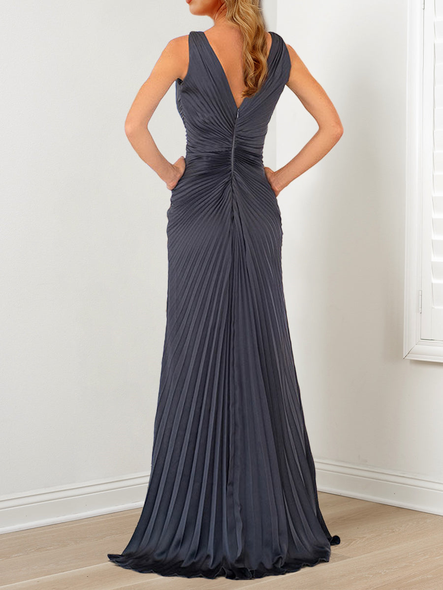 Vestidos de corte princesa/corte princesa con escote en V hasta el suelo para la madre de la novia 