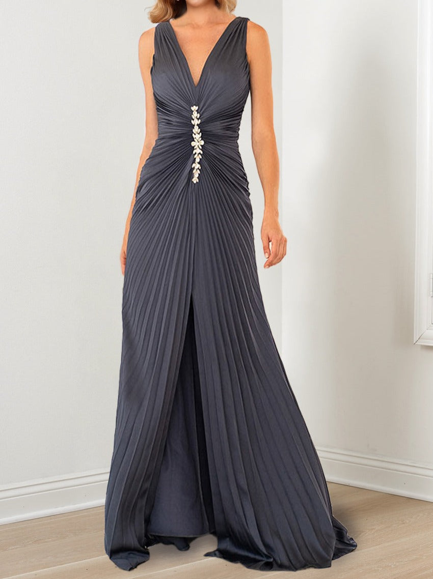 Vestidos de corte princesa/corte princesa con escote en V hasta el suelo para la madre de la novia 