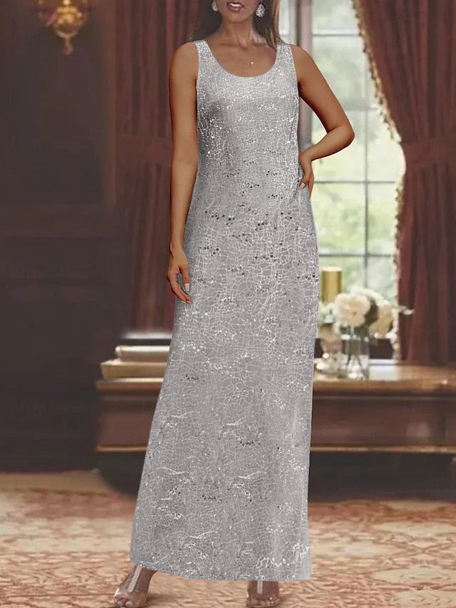 Vestidos de gasa para la madre de la novia con lentejuelas y chaqueta 