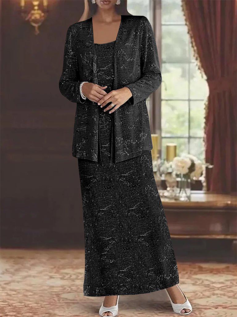 Vestidos de gasa para la madre de la novia con lentejuelas y chaqueta 